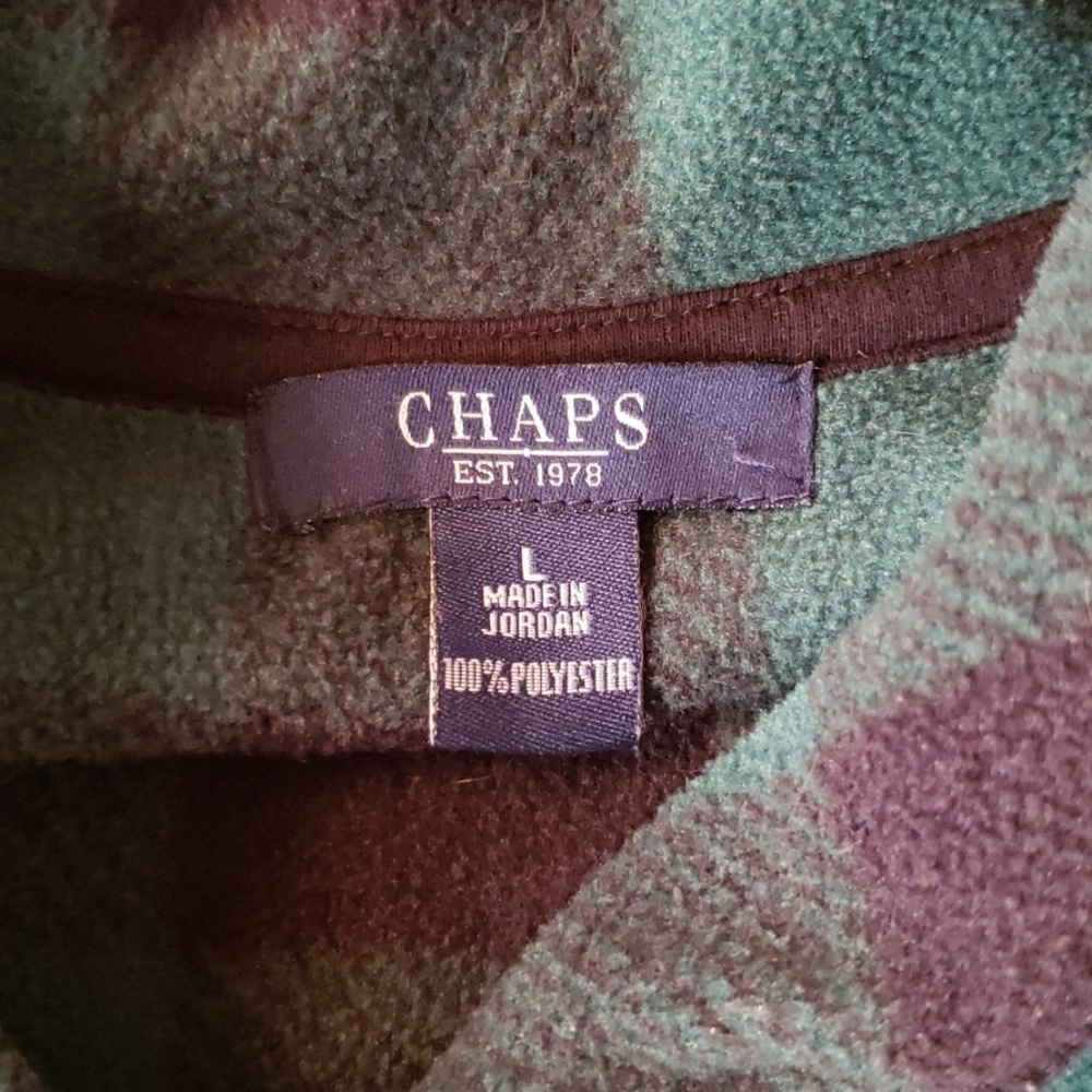 Chaps Fleece Jacket Pullover W/Button - image 2